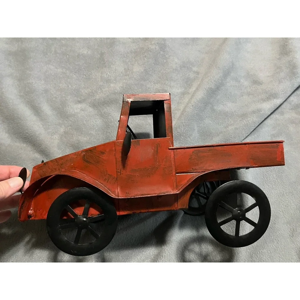 Rustic Metal Antique Old Timey Red Truck Decor 14